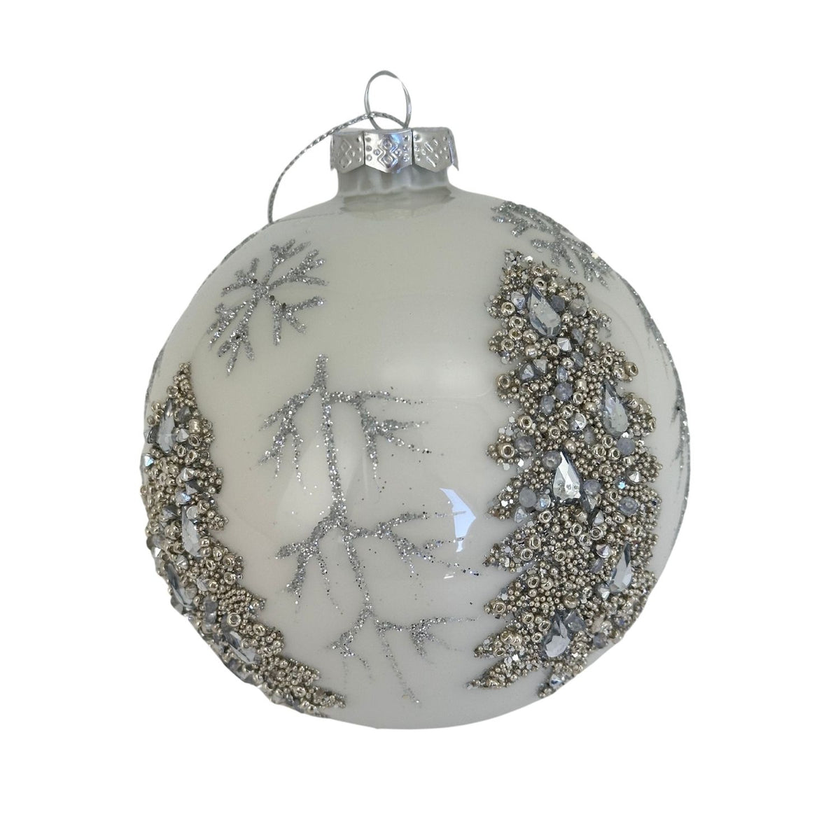 BAUBLE WHITE SILVER TREE BALL HANGING