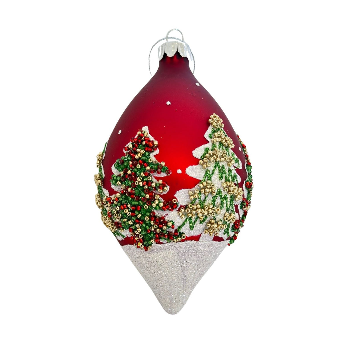 BAUBLE RED TREE LONG DROP HANGING